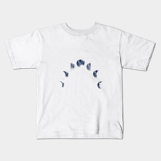 Moon Phases | Watercolor Kids T-Shirt by Harpleydesign